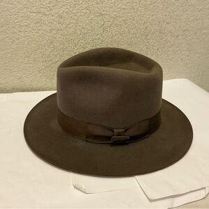 Indiana Jones Style Fedora Hat with Ribbon Band 100% fur size L